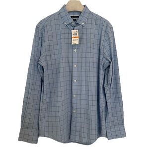 Club Room Men’s Dress Shirt Small Blue Perform Poplin Shimmer Button Down Formal